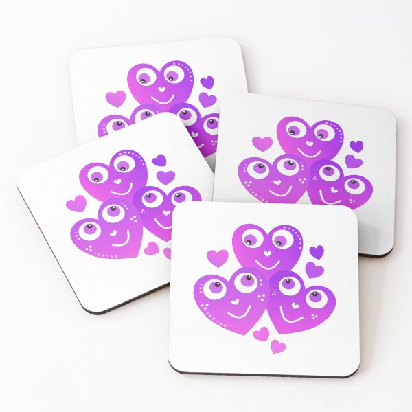 Item preview, cute pink hearts smiling at each other purple heart designed and sold by creationsforyu.