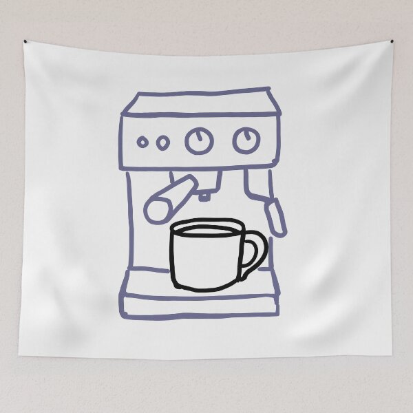 Item preview, Espresso Machine Doodle with Coffee Cup Hand Drawn Art designed and sold by peterdesigns.