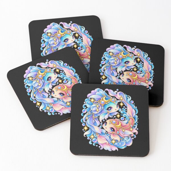 Item preview, Starlight Splash Twins – Cute Kawaii Pisces Zodiac designed and sold by RockitBaby.