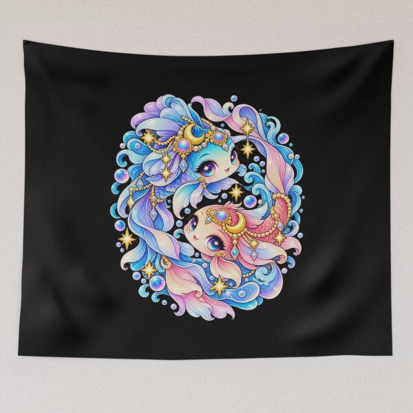 Item preview, Starlight Splash Twins – Cute Kawaii Pisces Zodiac designed and sold by RockitBaby.