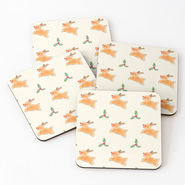 Item preview, Cute Reindeer Christmas Pattern Watercolor Holly designed and sold by Dino-Lune.
