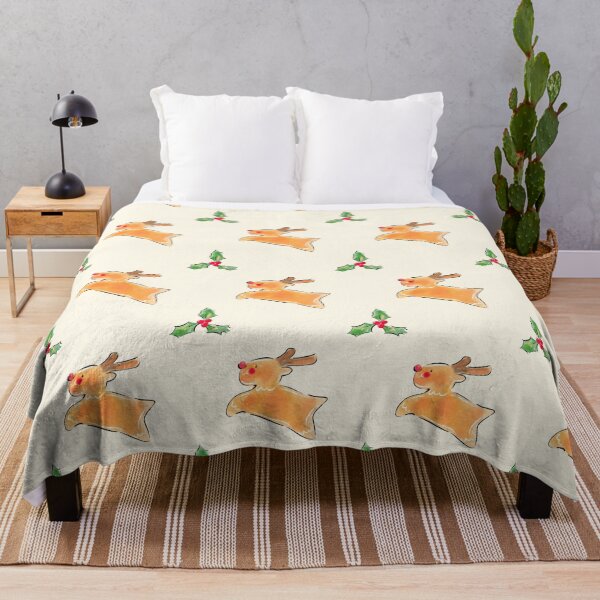 Item preview, Cute Reindeer Christmas Pattern Watercolor Holly designed and sold by Dino-Lune.