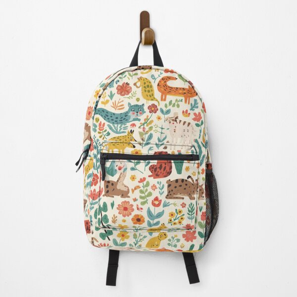 Item preview, Whimsical Wild Cats and Flowers Pattern – Cute Colourful Jungle Animal Art designed and sold by My Gluten Free Life UK.