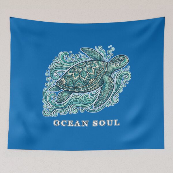 Item preview, Ocean Soul Mandala Sea Turtle Bohemian Ocean Waves T-Shirt designed and sold by Giobb-Artwork.