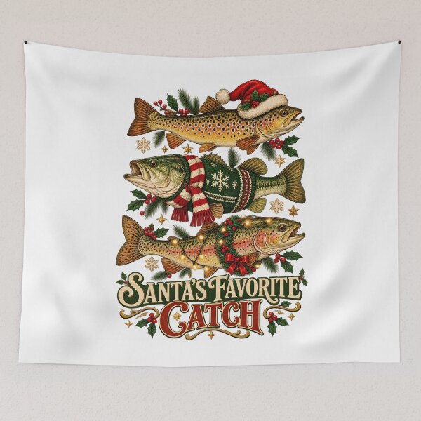 Item preview, Santa’s Favorite Catch , Christmas Fishing Design designed and sold by ZAKE-store.