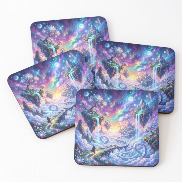 Item preview, Cosmic Fantasy World – Floating Islands and Magical Waterfalls designed and sold by EchoWave11.