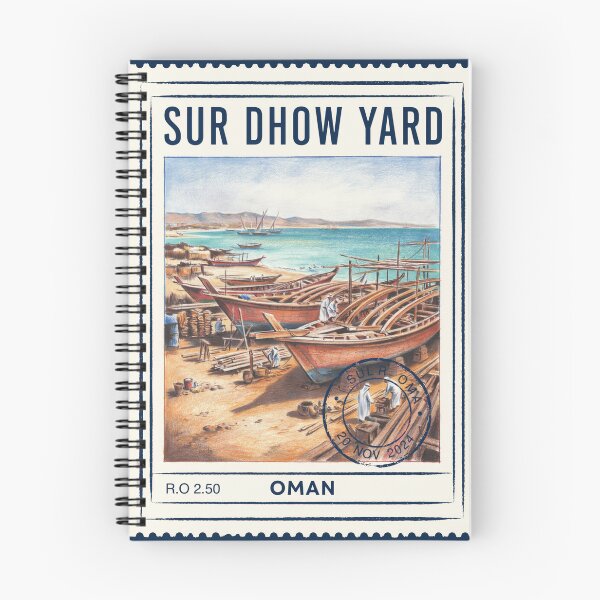Item preview, Sur Dhow Yard Oman Maritime Stamp Art Print designed and sold by stickercuffs.