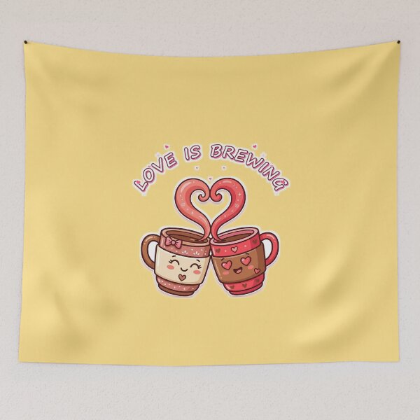 Item preview, Love Is Brewing Cute Coffee Cups Valentine Couple Romantic T-Shirt designed and sold by Giobb-Artwork.