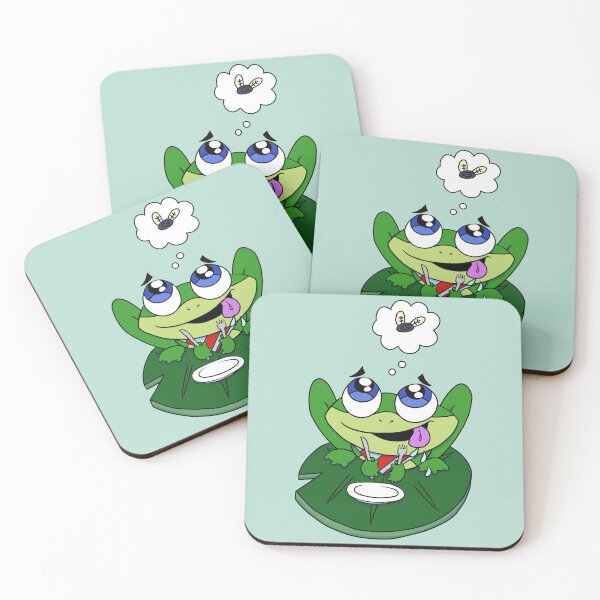 Item preview, Hungry Kawaii Frog Waiting for Fly – Funny Lily Pad Cartoon designed and sold by CozyCritters8.