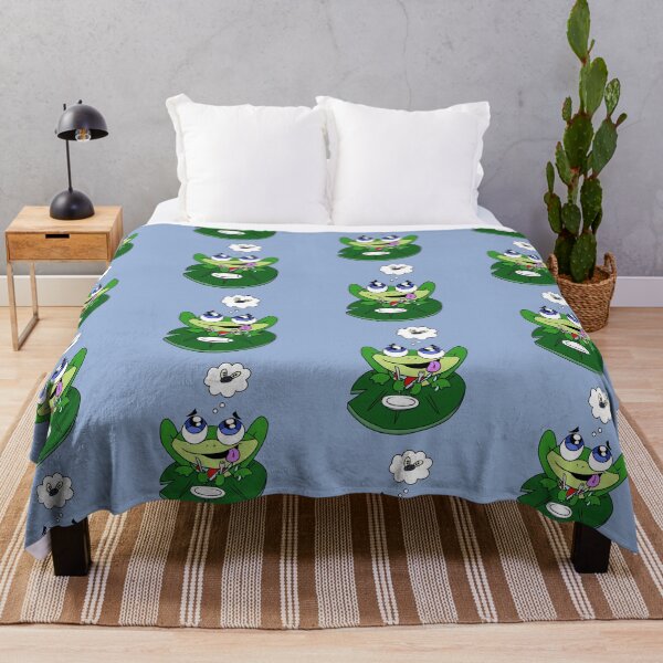 Item preview, Hungry Kawaii Frog Waiting for Fly – Funny Lily Pad Cartoon designed and sold by CozyCritters8.