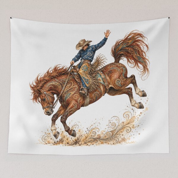 Item preview, Cowboy on Bucking Bronco designed and sold by PaintedbyCarol.