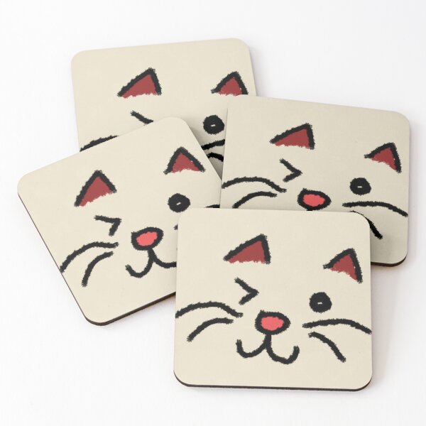 Item preview, Cute Winking Cat Face Red Ears Indie Doodle designed and sold by Alprintflowg.