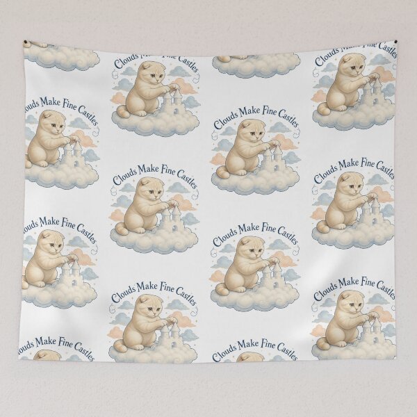 Item preview, Scottish Fold Cat Building a Cloud Castle designed and sold by PurrBloom Studio.