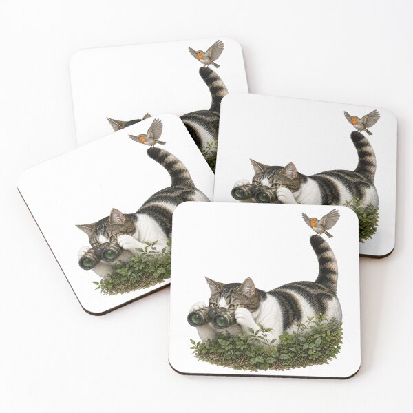 Item preview, Birdwatching Cat with Robin designed and sold by EllieGantDesign.