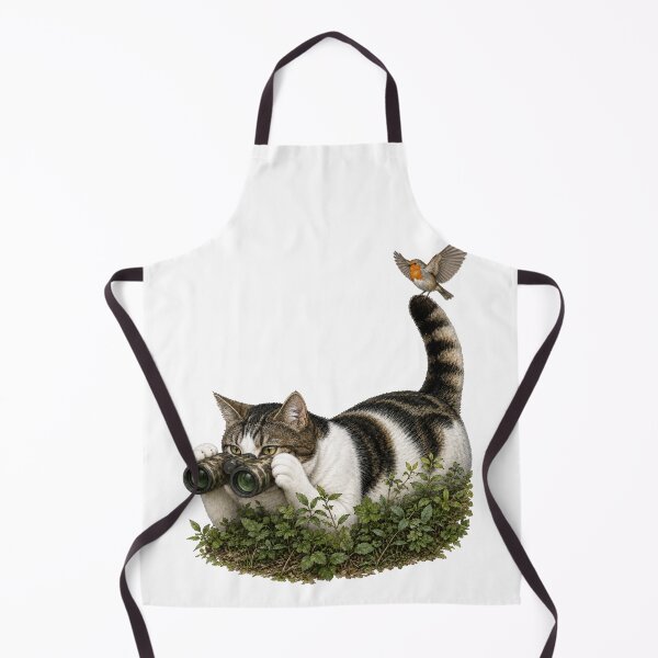 Item preview, Birdwatching Cat with Robin designed and sold by EllieGantDesign.