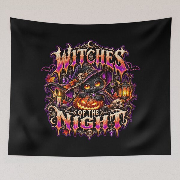 Item preview, Witches of the Night – Gothic Black Cat Hallo designed and sold by TheInkRaven.