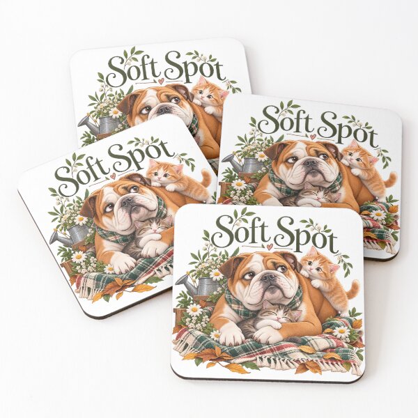 Item preview, Soft Spot Cute Bulldog and Kittens designed and sold by J-CCreations.