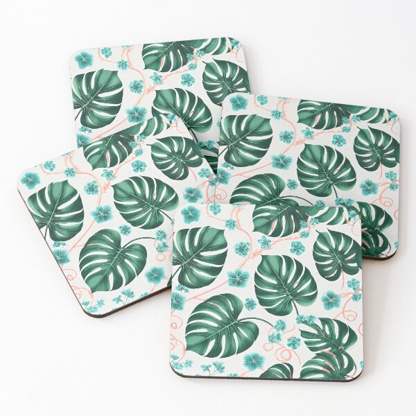 Item preview, Tropical Monstera Leaves & Hibiscus Floral Seamless Pattern 01 designed and sold by The Design Asset Station.