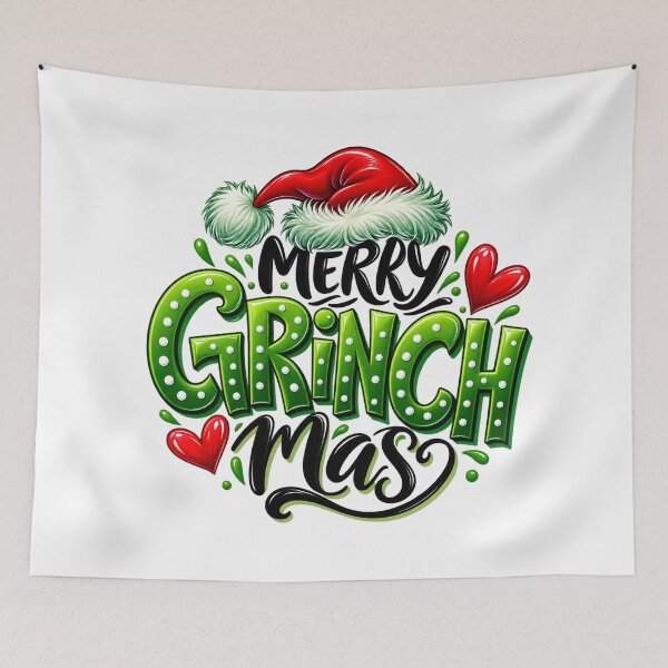 Item preview, Green Christmas Lettering with Santa Hat and Hearts designed and sold by LizzyKeiko.