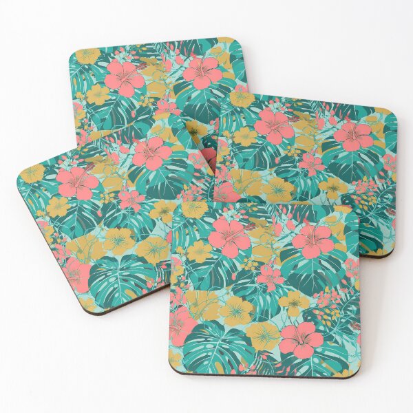 Item preview, Tropical Monstera Leaves & Hibiscus Floral Seamless Pattern 03 designed and sold by The Design Asset Station.