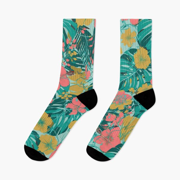 Item preview, Tropical Monstera Leaves & Hibiscus Floral Seamless Pattern 03 designed and sold by The Design Asset Station.