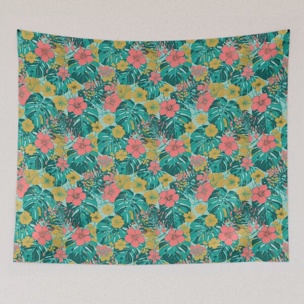 Item preview, Tropical Monstera Leaves & Hibiscus Floral Seamless Pattern 03 designed and sold by The Design Asset Station.