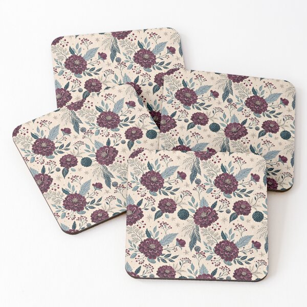Item preview, Burgundy Winter Floral Botanical Pattern designed and sold by Storybook Botanica.