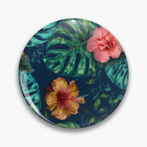 Item preview, Tropical Monstera Leaves & Hibiscus Floral Seamless Pattern 05 designed and sold by The Design Asset Station.