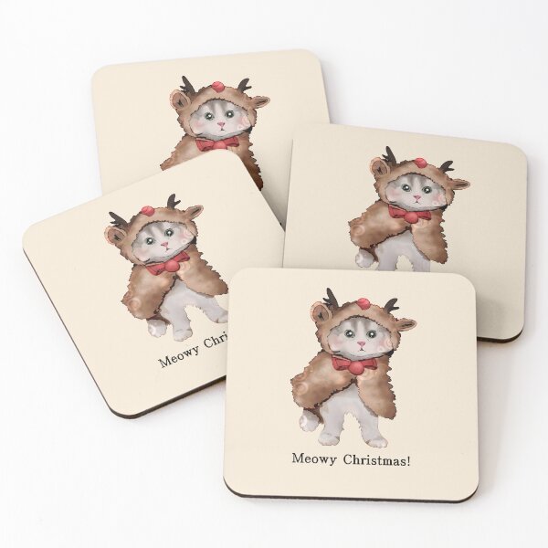 Item preview, Cute cat in reindeer costume illustration | Meowy Christmas Cat designed and sold by pinkybat.