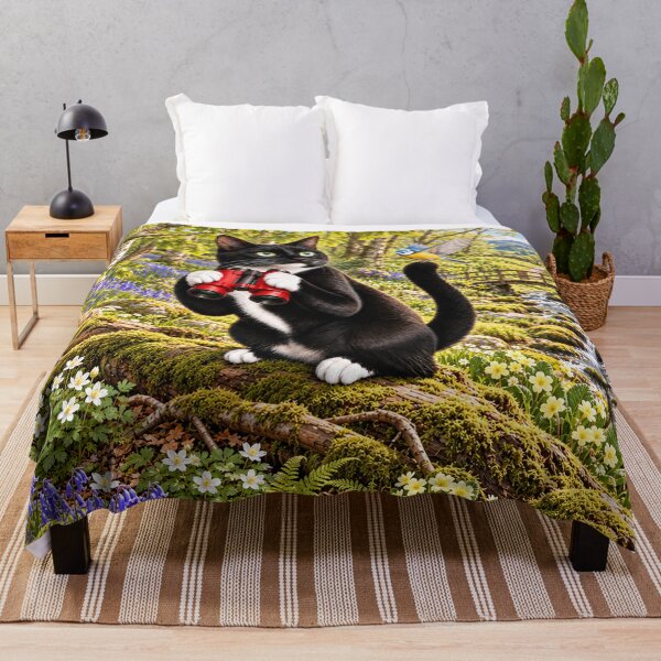 Item preview, Birdwatching Cat With Blue Tit designed and sold by EllieGantDesign.