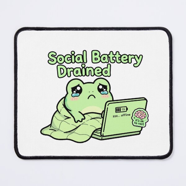 Item preview, Social Battery Drained – Cute Tired Frog Introvert Humor designed and sold by GemniShop.
