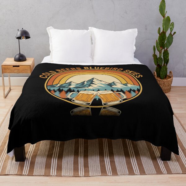 Item preview, Cold Beers Bluebird Skies Skiing Retro Sunburst T designed and sold by GCFULLA.