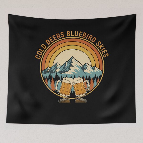 Item preview, Cold Beers Bluebird Skies Skiing Retro Sunburst T designed and sold by GCFULLA.