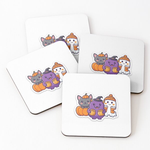 Item preview, Cute Halloween Sticker Pack with Spooky Cat Monster and Ghost Vector Art designed and sold by ElenMart.