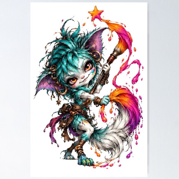 Item preview, Cute Creature Paintbrush Splash Artwork designed and sold by Shadow Sprite Art.