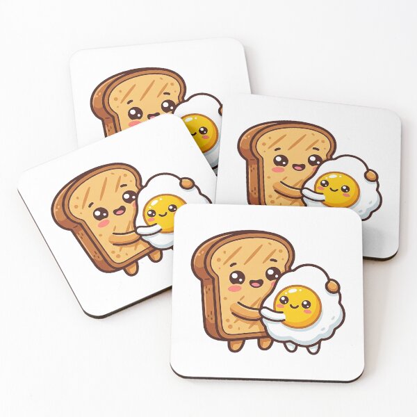Item preview, Kawaii Toast & Egg Hug - Cute Breakfast Food Friends designed and sold by The Red Lime.