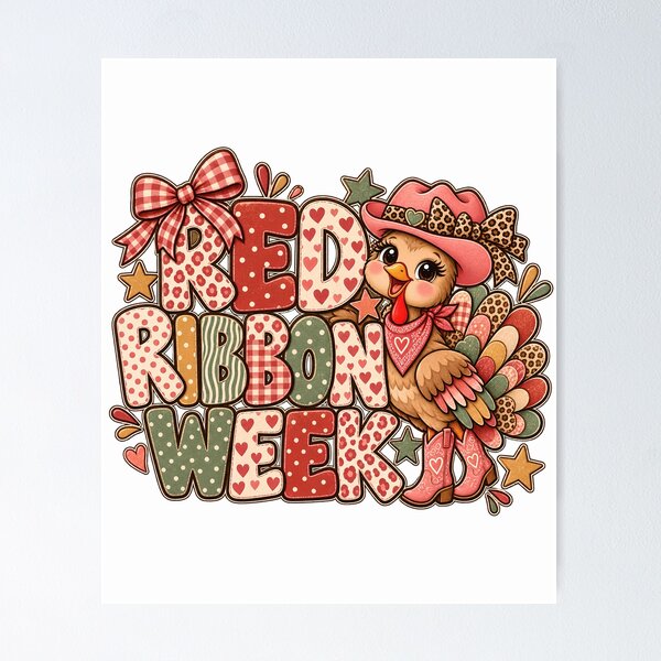 Item preview, Red Ribbon Week , Cute Cowgirl Turkey Design designed and sold by ZAKE-store.
