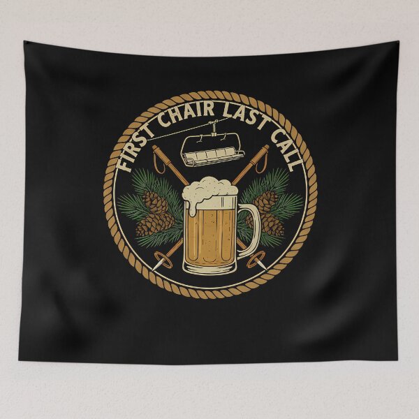 Item preview, First Chair Last Call Skiing Lodge Crest T designed and sold by GCFULLA.