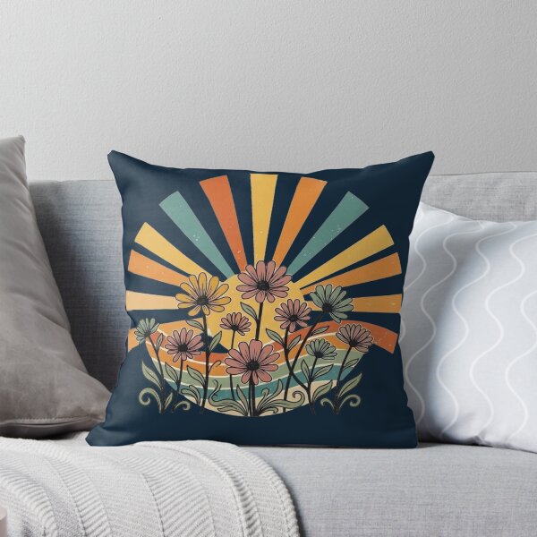 Item preview, Retro Floral Sunrise - Vintage 70s Daisy and Sunburst Art designed and sold by Chroma Dreams .