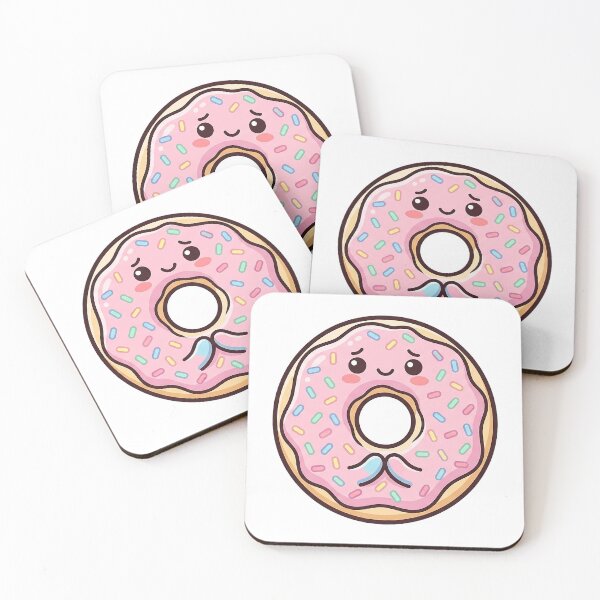 Item preview, Kawaii Pink Donut - Cute Sweet Treat & Happy Food Character designed and sold by The Red Lime.