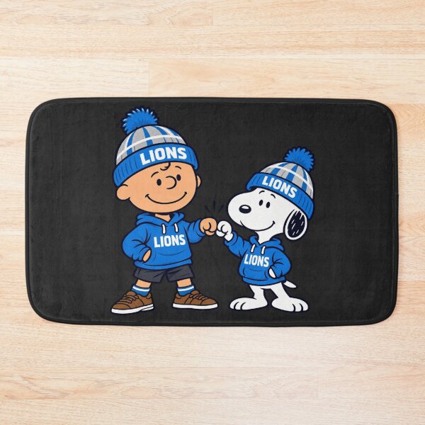 Item preview, Detroit Lions Charlie Brown Snoopy Fist Bump Winter Gear designed and sold by VintageSocArt.
