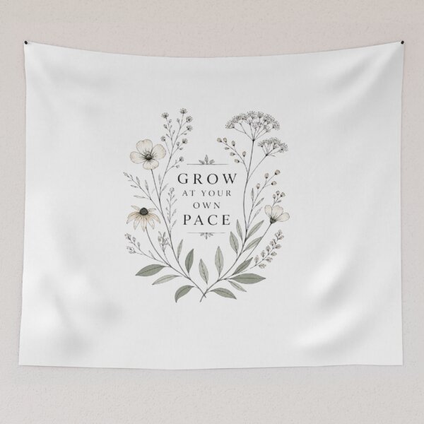 Item preview, Grow At Your Own Pace - Vintage Botanical Wildflower Wreath designed and sold by PrintWavePro.