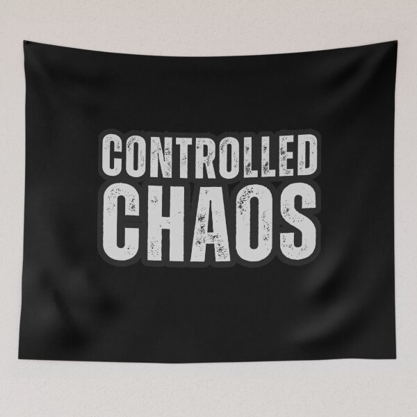 Item preview, Controlled Chaos – Funny Sarcastic Retro Typography Design for Everyday Life Distressed White Font Black Outline Font designed and sold by GFamilyC.