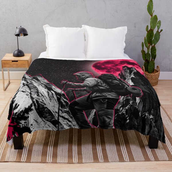 Item preview, Night Mountaineer Climbing Peak Blood Moon Canvas designed and sold by MarCinu Art.