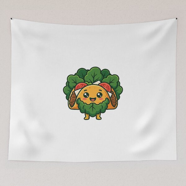 Item preview, Kawaii Taco With Lettuce Beard - Cute Funny Mexican Food Character designed and sold by The Red Lime.