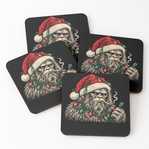 Item preview, Grumpy Smoking Bigfoot Christmas Santa Hat Funny Sasquatch designed and sold by Kladhadredo.