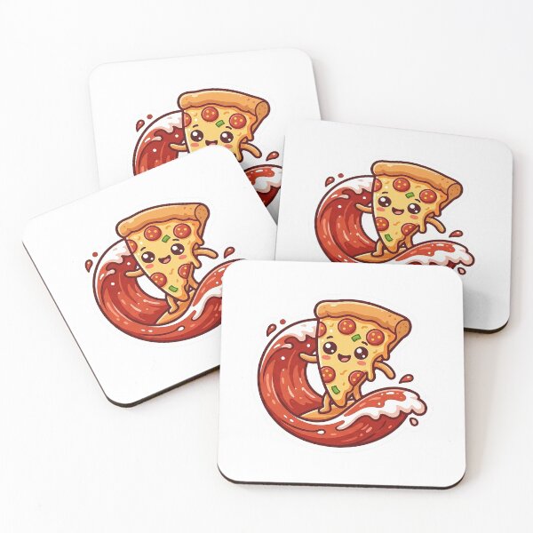 Item preview, Kawaii Pizza Surfing - Cute Pepperoni Food Character designed and sold by The Red Lime.