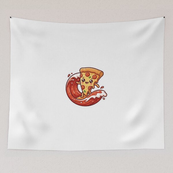 Item preview, Kawaii Pizza Surfing - Cute Pepperoni Food Character designed and sold by The Red Lime.