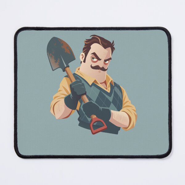 Aperçu de l'œuvre Personnage du jeu vidéo Hello Neighbor : Peterson en colère avec une pelle créée et vendue par karamram.