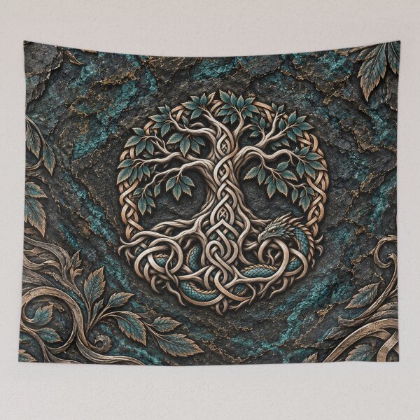 Item preview, Yggdrasil and Nidhogg — Norse World Tree and Dragon designed and sold by InkspiredArt.